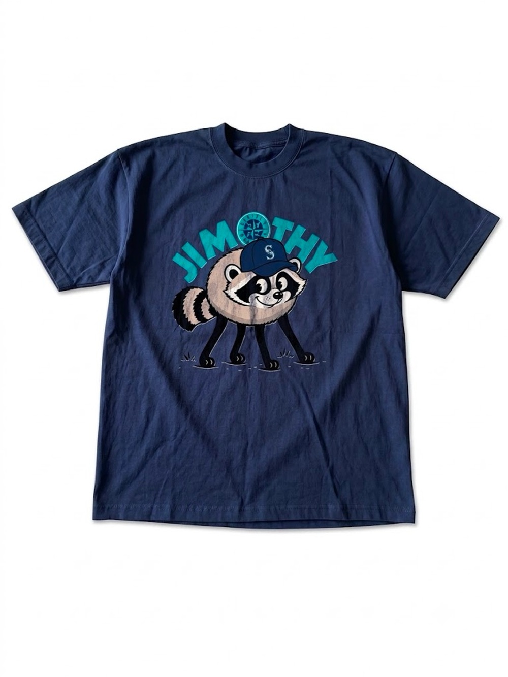 Seattle Mariners Jimothy Rally Raccoon Baseball Navy Graphic T-Shirt